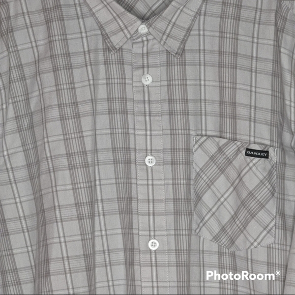 Oakley Shirt Mens Sz L Gray Button Up Long Sleeve Chest Pocket Dress Shirt - Picture 8 of 11